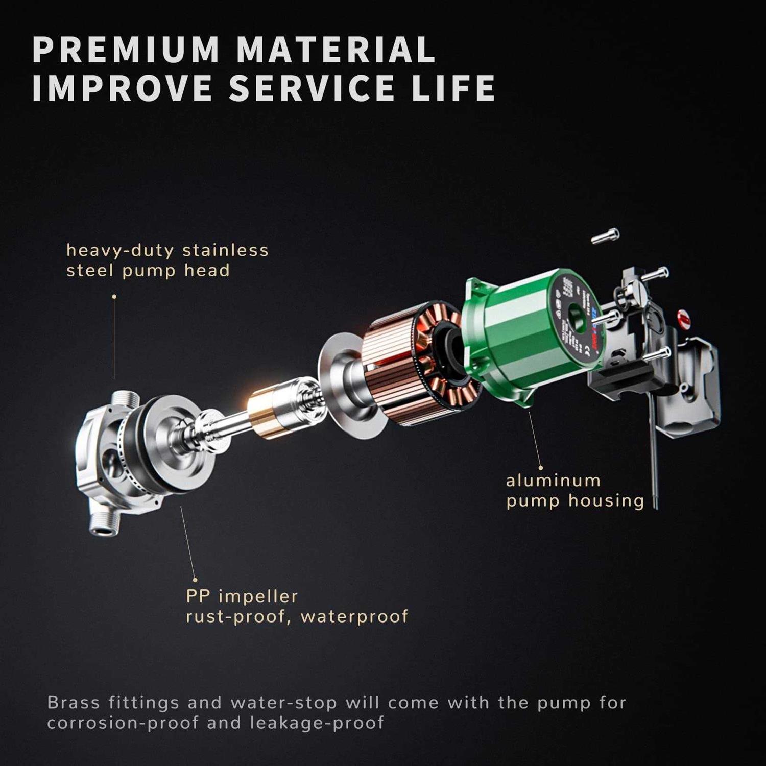 ZeroPone Hot Water Recirculating Pump 93W Water Circulator Pump NPT 3/4 w/NPT 1/2 Adapter - Image 3