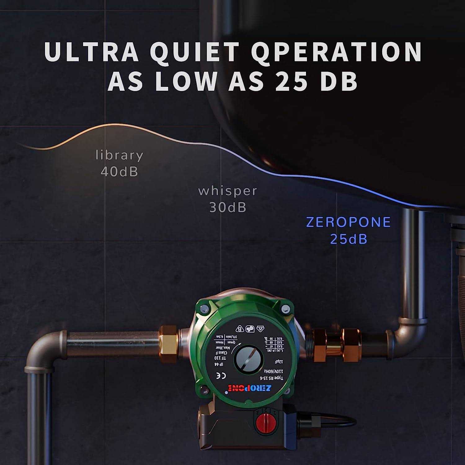 ZeroPone Hot Water Recirculating Pump 93W Water Circulator Pump NPT 3/4 w/NPT 1/2 Adapter - Image 5