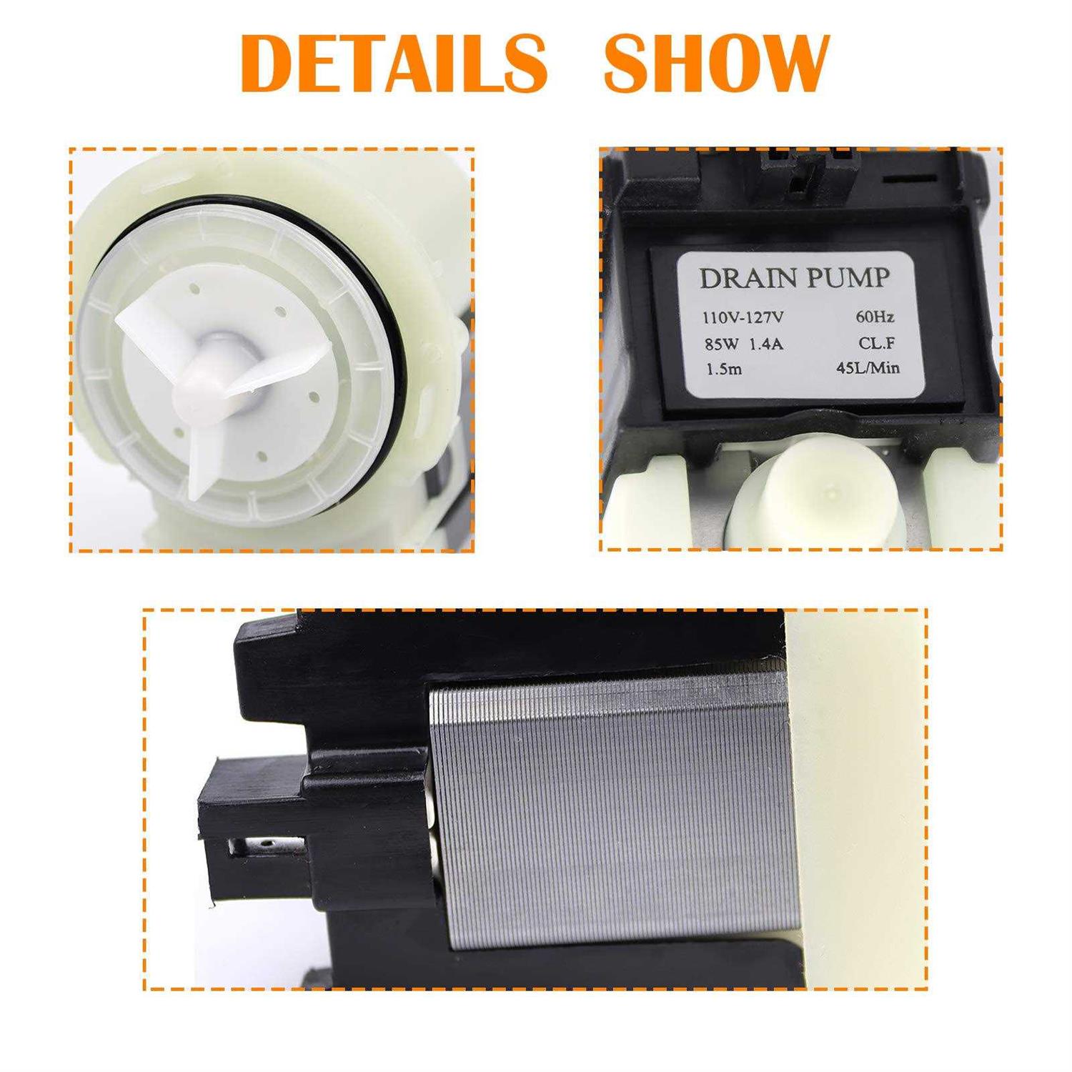 280187 8181684 Washer Drain Pump Motor Compatible with Whirlpool Duet, May tag Epic and Ken more HE Front Loading Washing Machines-2 Year WARRANTY - Image 3