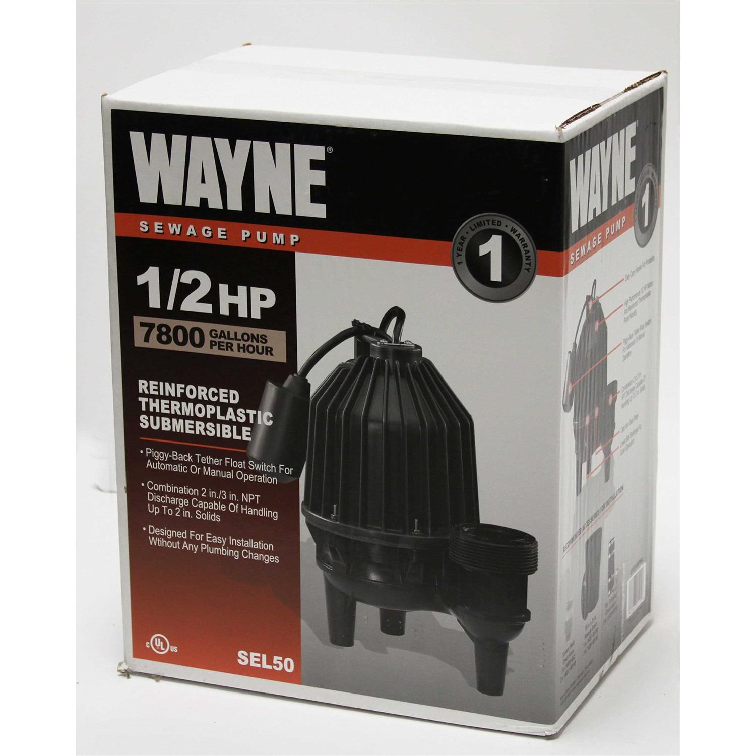 Wayne 1/2 HP Thermoplastic Sewage Pump SEL50 - Image 3