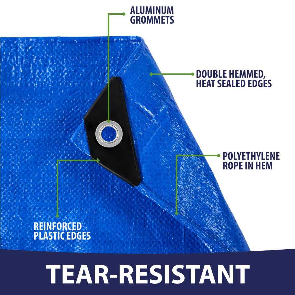 Rugged Rhino Tarp All Weather Protection 100% Waterproof Tarps Tear UV and Temperature Resistant High Durability Reinforced Grommets - Image 4