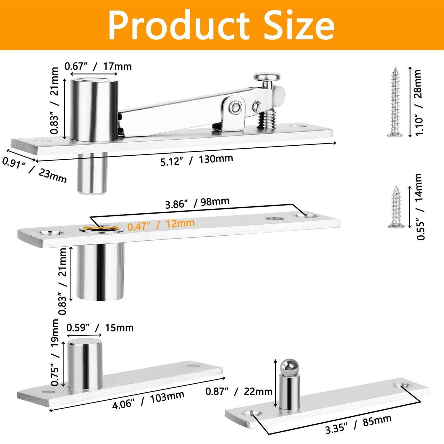 Door Pivot Hinges 360 Degree Rotation Heavy Duty Stainless Steel Hidden Door Hinge Pivot Hinge System for Wood Doors - Image 3