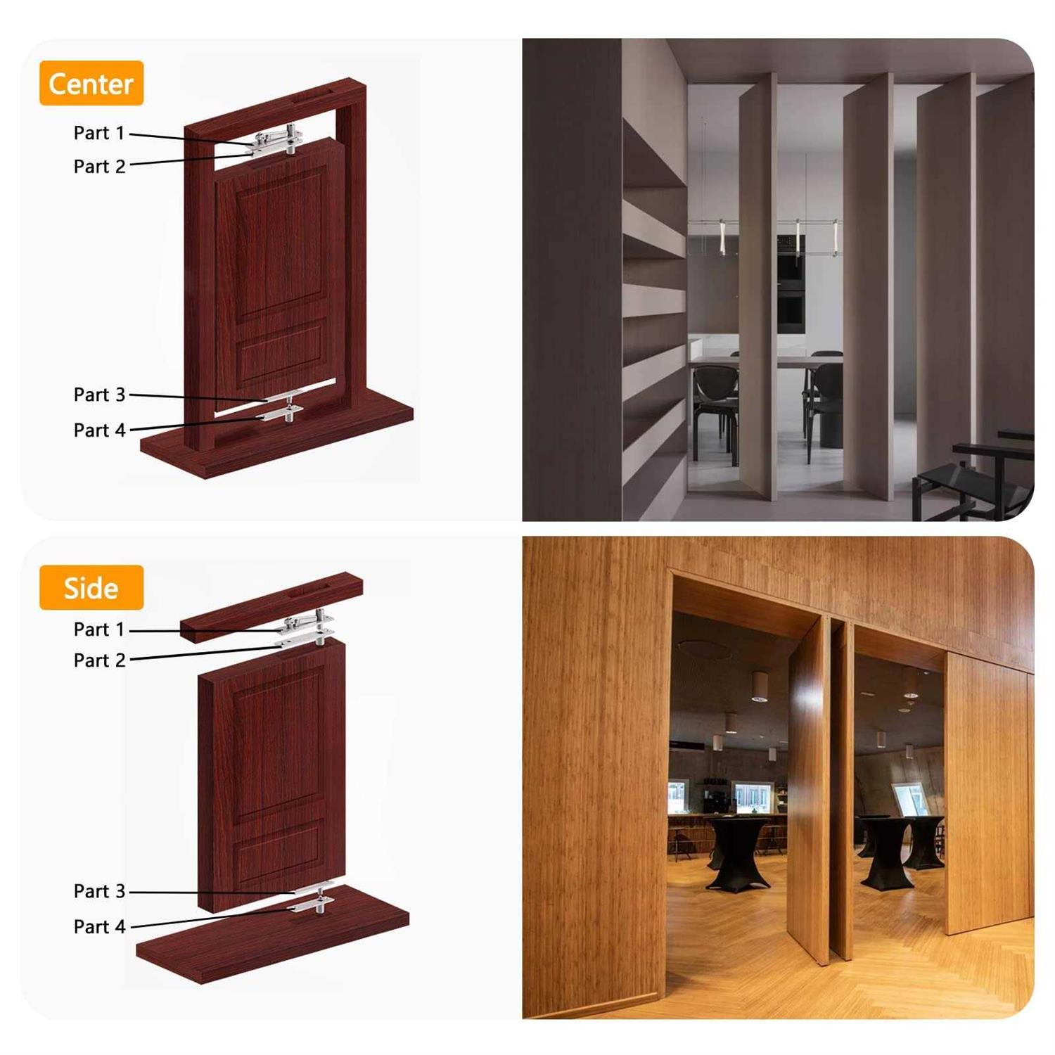 Door Pivot Hinges 360 Degree Rotation Heavy Duty Stainless Steel Hidden Door Hinge Pivot Hinge System for Wood Doors - Image 5