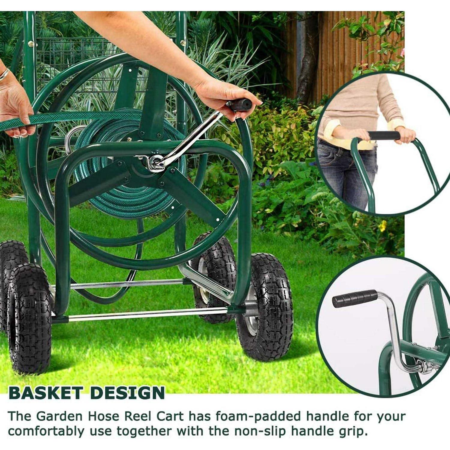 Garden Water Hose Reel Cart Tools with Wheels Garden Lawn Water Truck Water Planting Cart Heavy Duty Outdoor Yard Water Planting Holds 300-Feet - Image 3