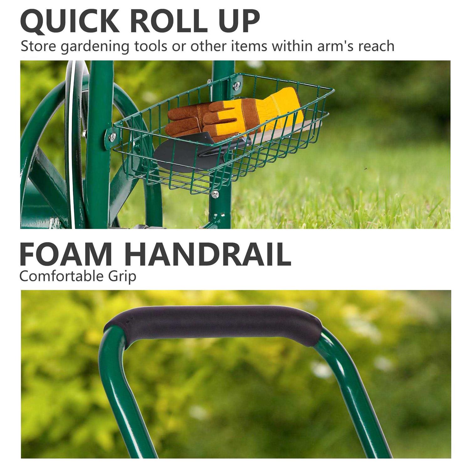 Garden Water Hose Reel Cart Tools with Wheels Garden Lawn Water Truck Water Planting Cart Heavy Duty Outdoor Yard Water Planting Holds 300-Feet - Image 4