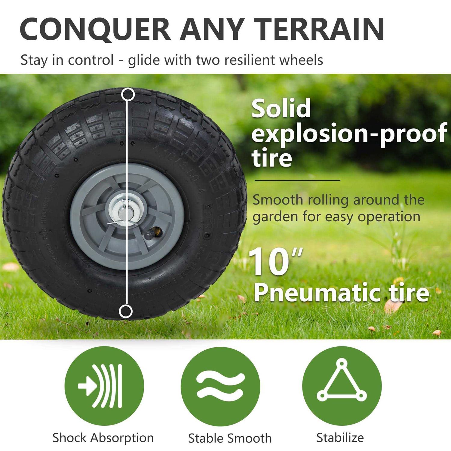 Garden Water Hose Reel Cart Tools with Wheels Garden Lawn Water Truck Water Planting Cart Heavy Duty Outdoor Yard Water Planting Holds 300-Feet - Image 5