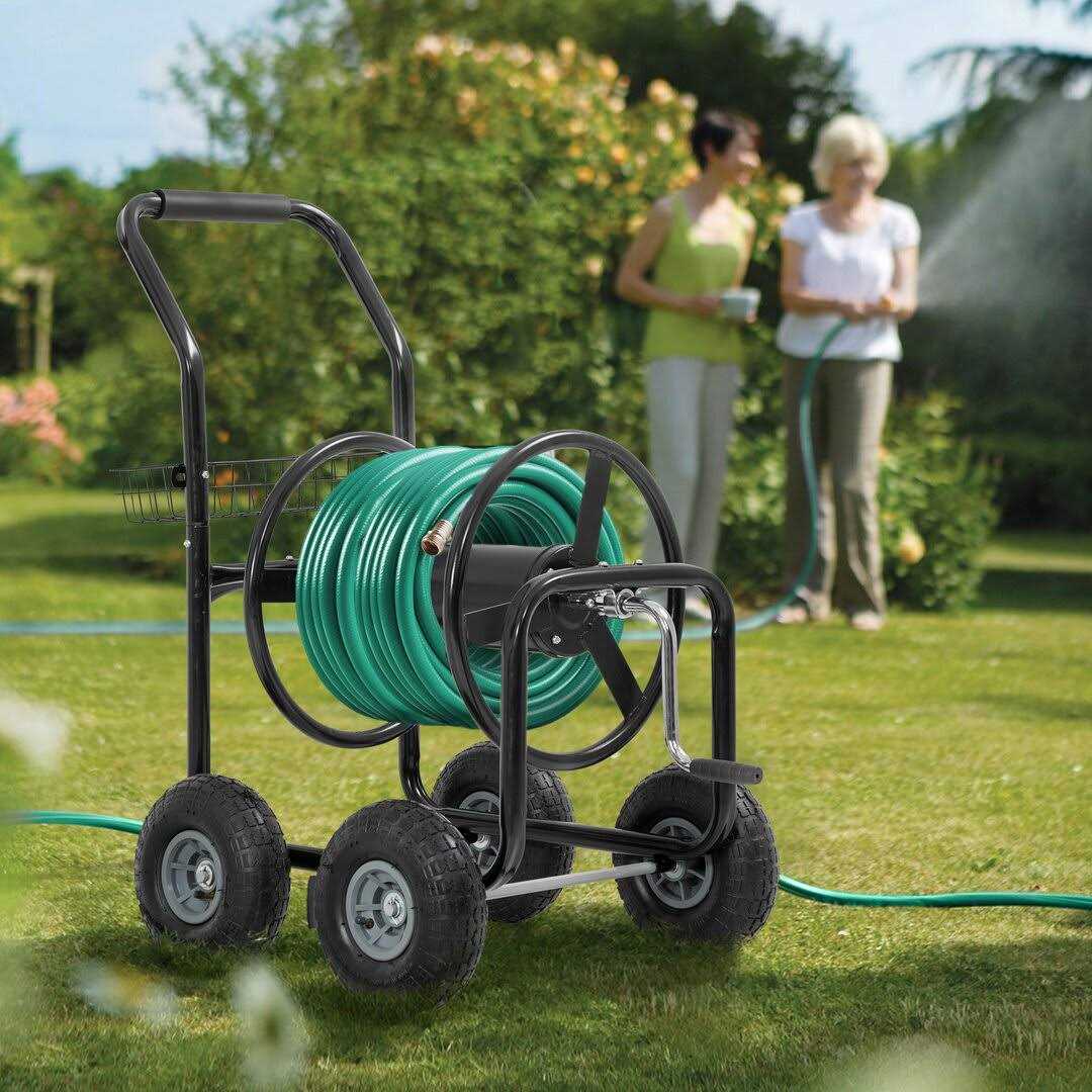 Garden Water Hose Reel Cart Tools with Wheels Garden Lawn Water Truck Water Planting Cart Heavy Duty Outdoor Yard Water Planting Holds 300-Feet - Image 5