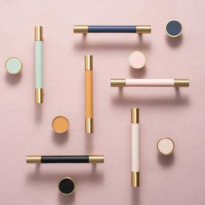 Goldenwarm Cabinet Handles Solid Brass Leather Cabinet Door Handles - Image 4