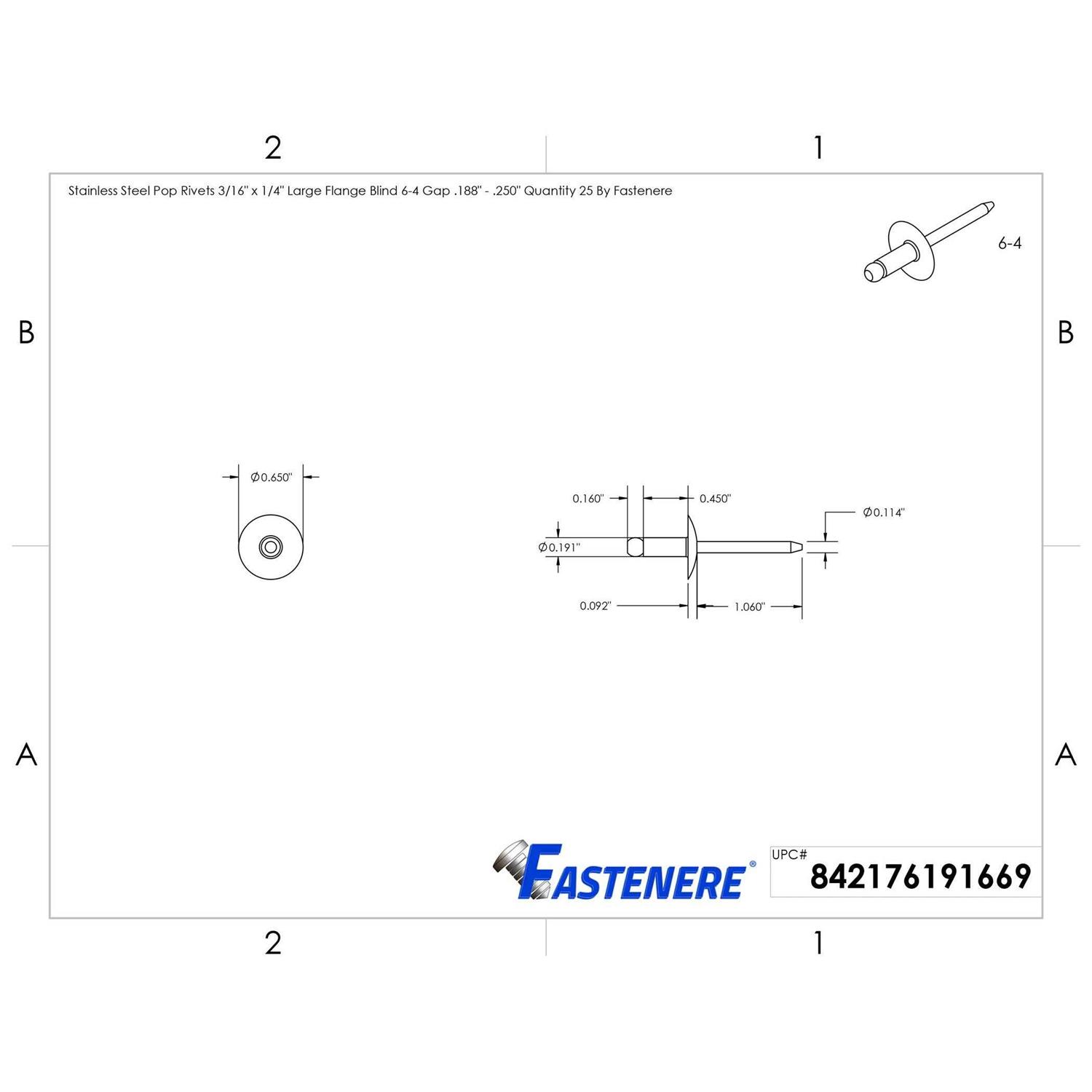 Fastenere.com Large Flange Pop Rivets Stainless Steel Blind Gap - Image 3