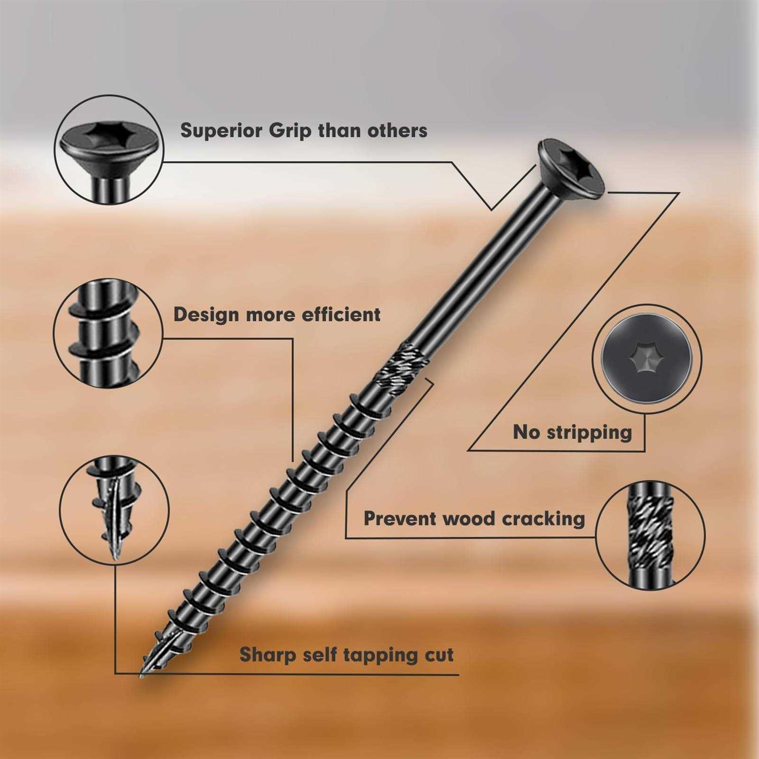 FMhotu Heavy-Duty Outdoor Deck Screws Star Drive Wood Screws - Image 5