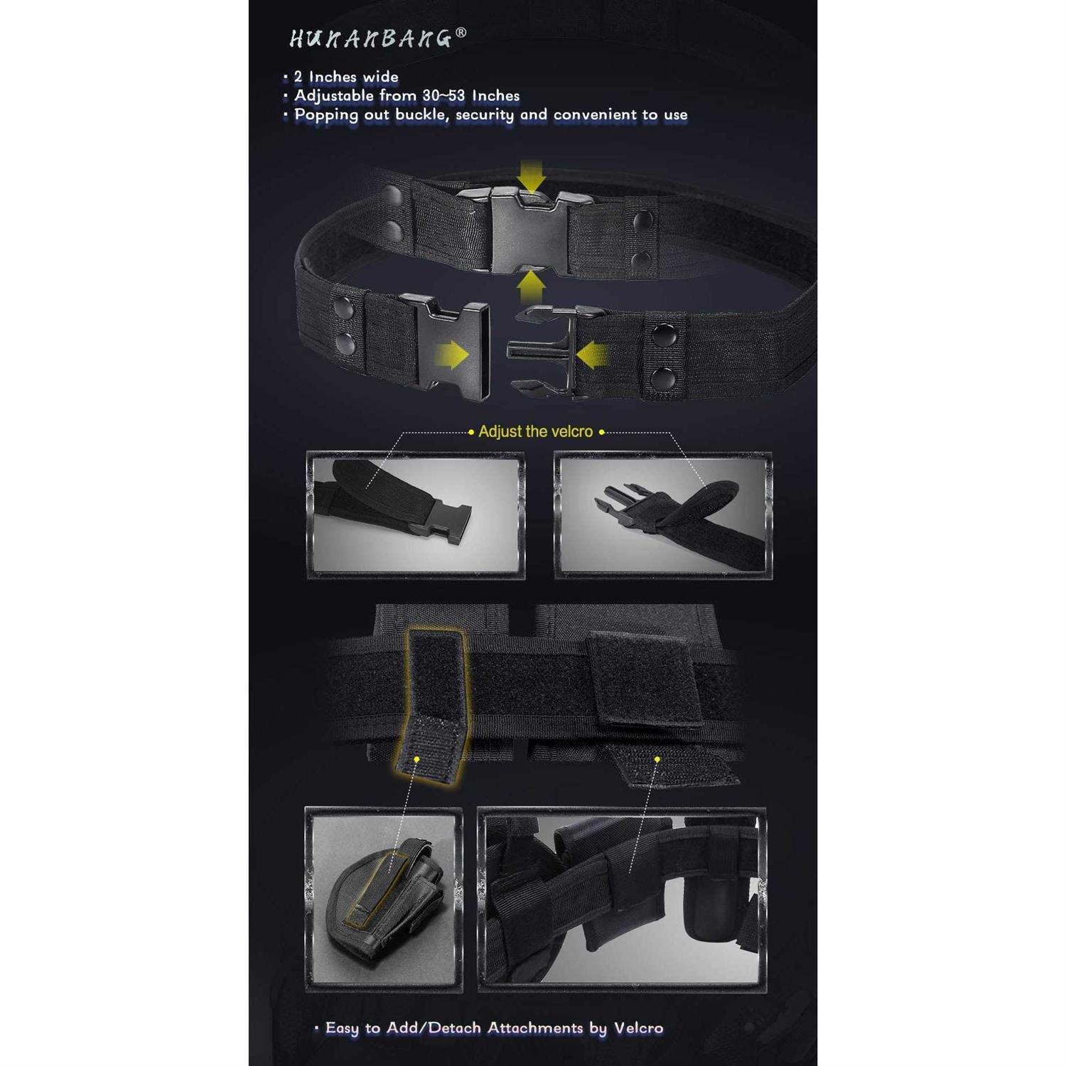 HUNANBANG Duty Belt Black Law Enforcement Tactical Equipment System Set 10 pcs - Image 3