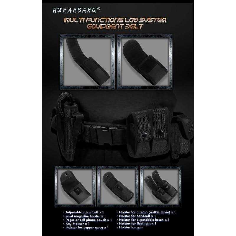 HUNANBANG Duty Belt Black Law Enforcement Tactical Equipment System Set 10 pcs - Image 5