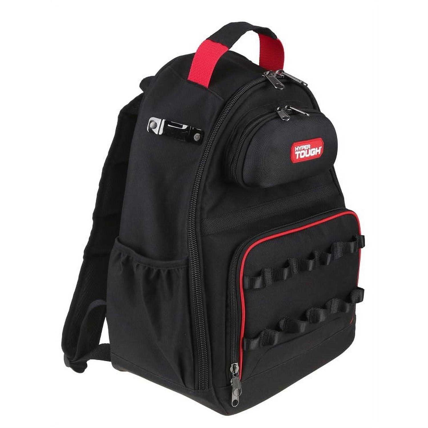 Hyper Tough Black Tool Backpack with Pockets and Loops