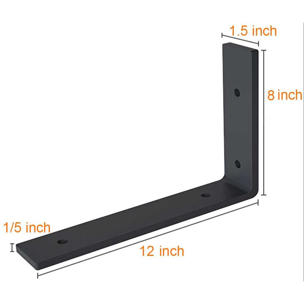 12 Inch Shelf Bracket Heavy Duty L Shelf Bracket 12 x 8 Inch Metal Shelf Bracket with Hardware - Image 5
