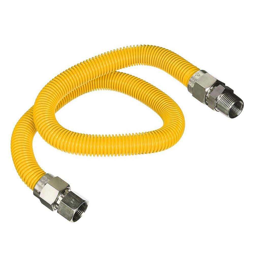 Highcraft Gas Connector Yellow Coated Stainless Steel OD Flexible Gas Hose Connector Heater
