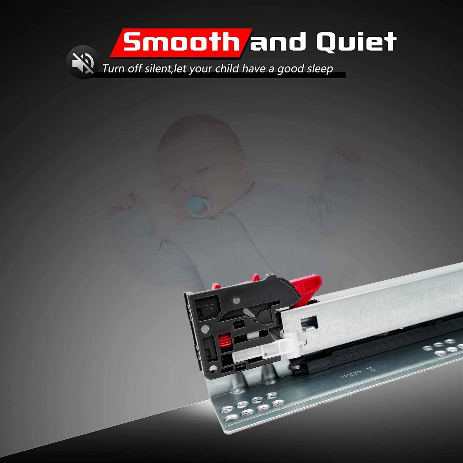 SIGOEI Bottom Mount Soft Close Drawer Slides Full Extension Concealed Rails Track 80 lb Load Capacity 1 Pair - Image 5