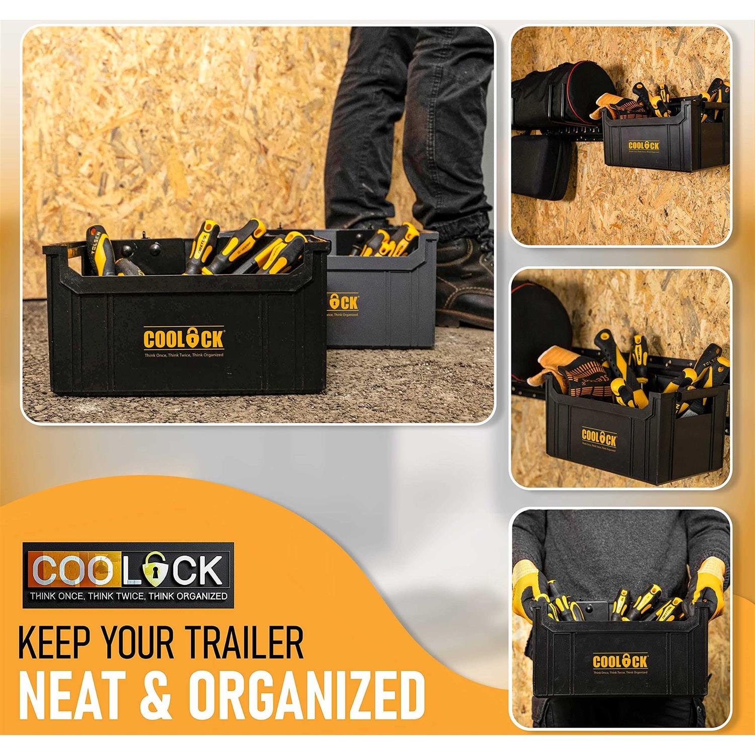 COOLOCK 2 Pack E Track Basket – Wall-Mounted E-Track Hanging Storage Box for Organizing Tools & Cargo Bin Accessories – Enclosed Trailer Container - Image 4