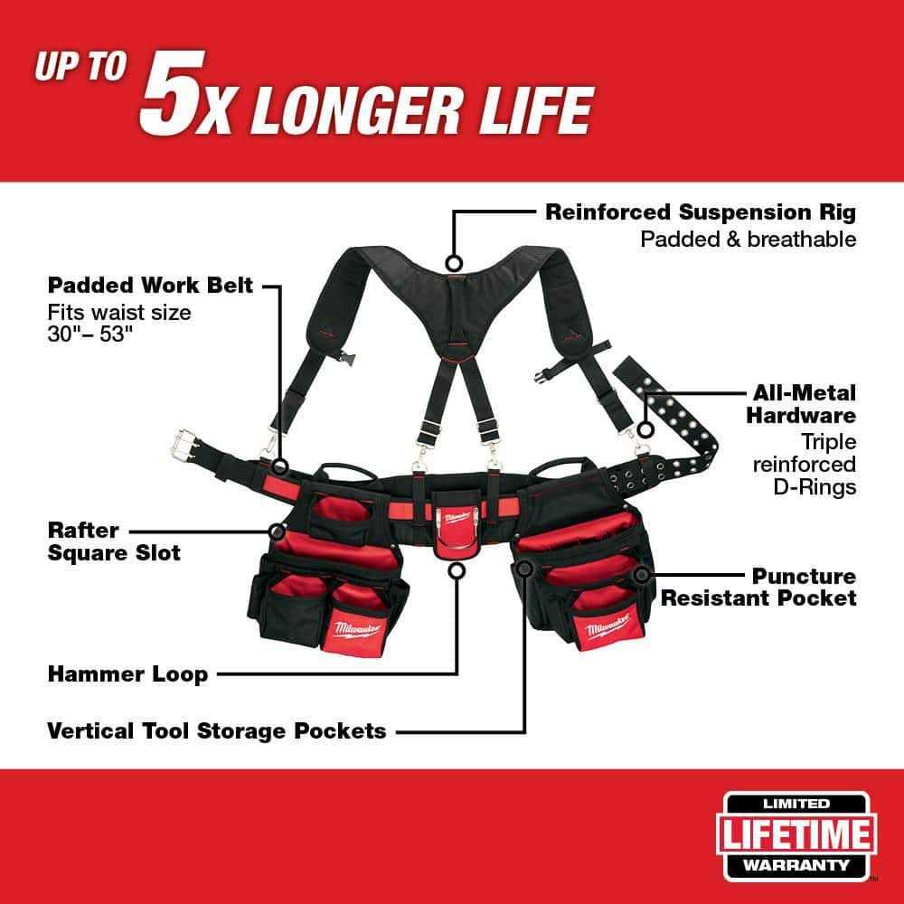 Milwaukee General Contractor Work Belt with Suspension Rig Pouch - Image 2