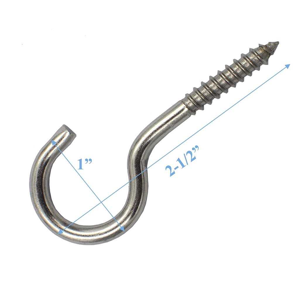 DGOL 10 pcs 2-1/2 Inch 304 Stainless Steel Screw-in Hooks Eye Bolt Ceiling Hook Screw Hanger Open Loop - Image 3