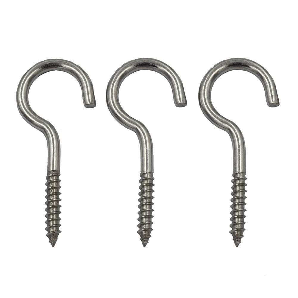 DGOL 10 pcs 2-1/2 Inch 304 Stainless Steel Screw-in Hooks Eye Bolt Ceiling Hook Screw Hanger Open Loop - Image 4