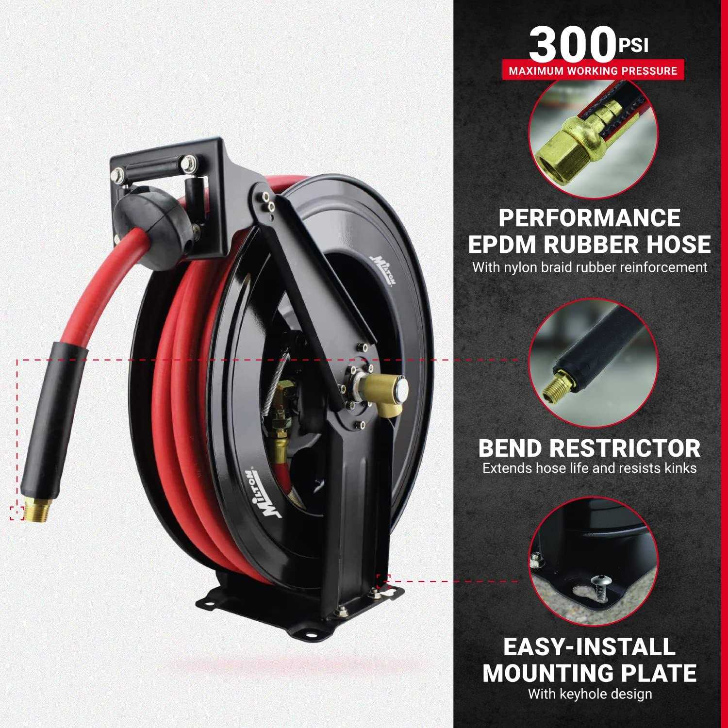 Milton 2780-50D Steel Dual Arm Auto-Retractable Air Hose Reel - Image 5