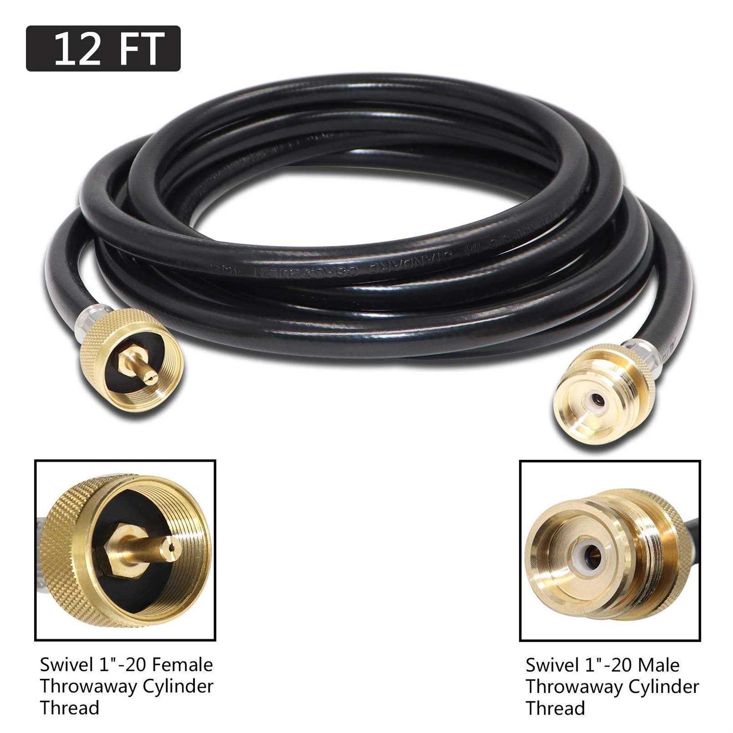 New Upgraded Propane Brass Tee Adapter Kit 4-Port Propane Brass Tee 5ft and 12ft Hoses Allows for Connection Between Auxiliary Propane Cylinder and - Image 4