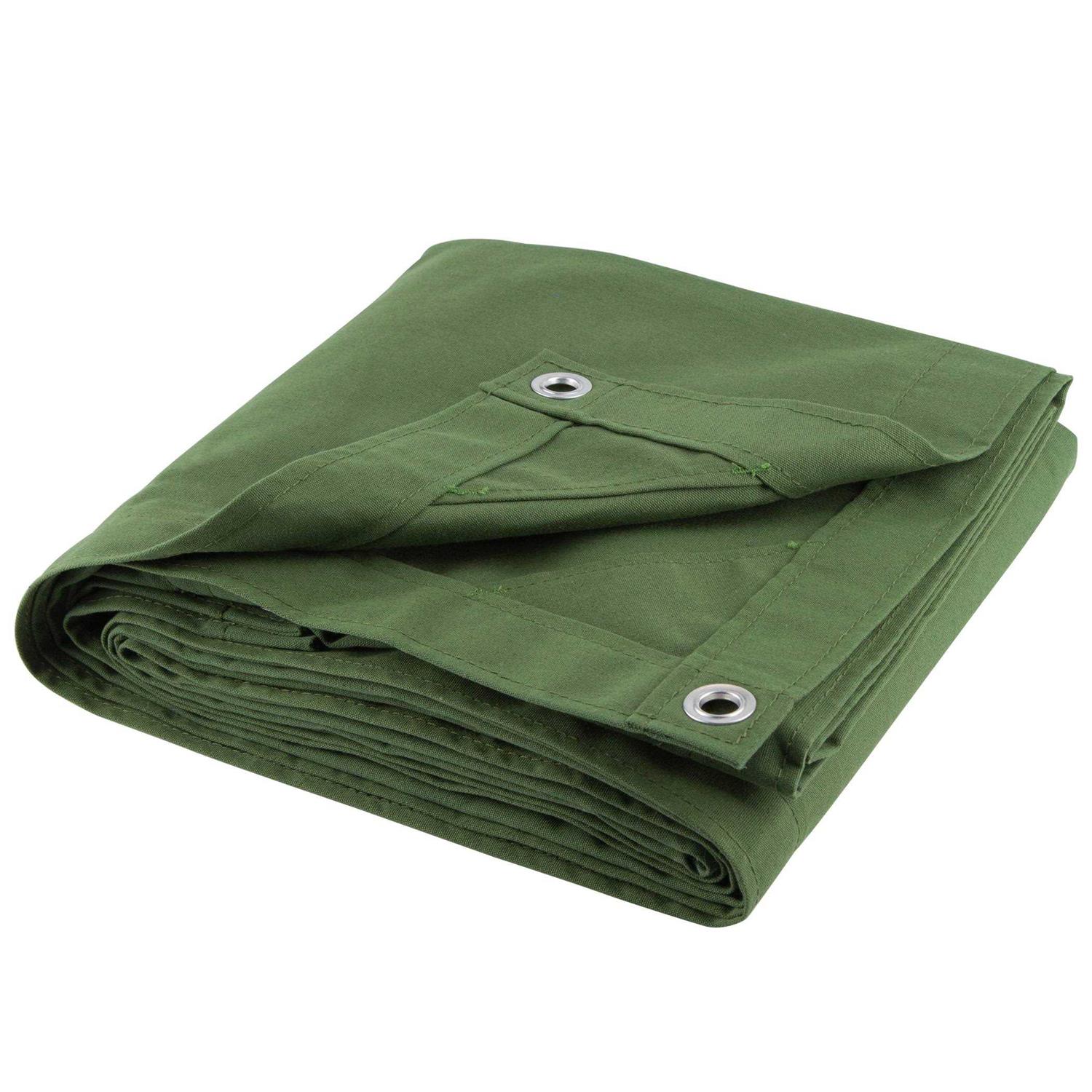 Cartman Finished Size Tan Canvas Tarp with Rustproof Grommets - Image 3