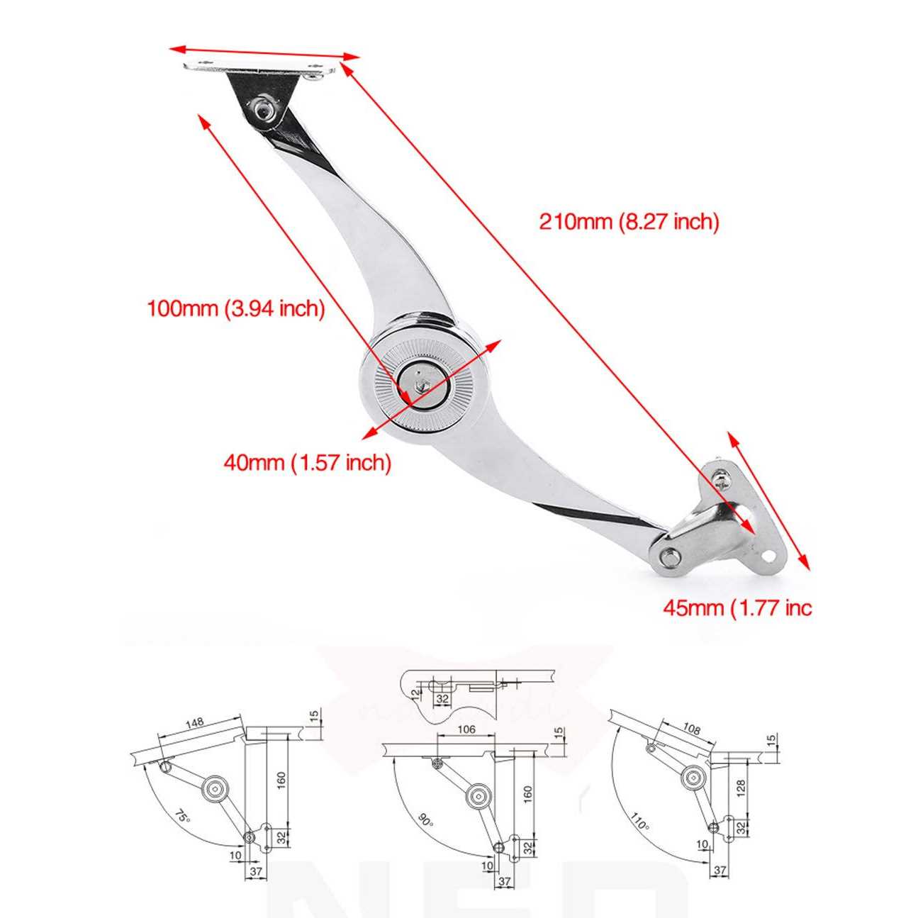 dingchi Hydraulic Randomly Stop Hinges Kitchen Cabinet Door Adjustable Polish Hinge Furniture Lift Up Flap Stay Support Hardware - Image 3