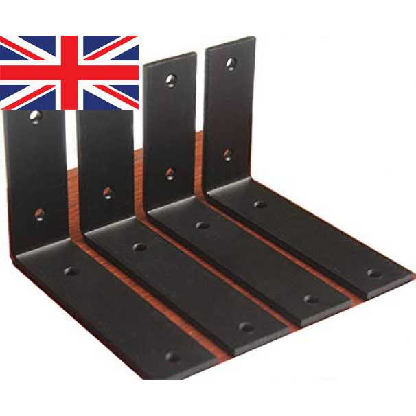 MHMYDZ 4 Pack L 6 x H 4 x W1.5 5mm Thick Black L Shelf Bracket