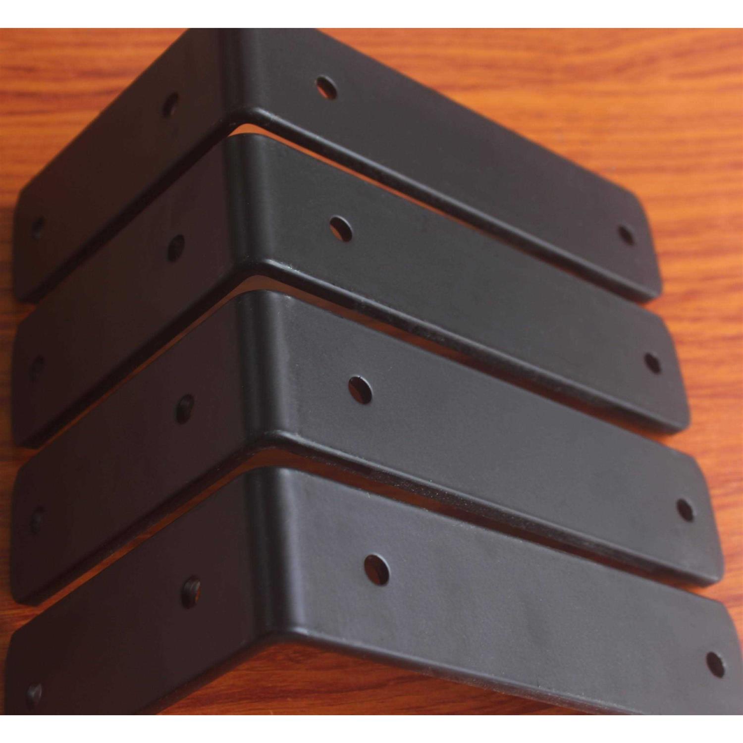 MHMYDZ 4 Pack L 6 x H 4 x W1.5 5mm Thick Black L Shelf Bracket - Image 2