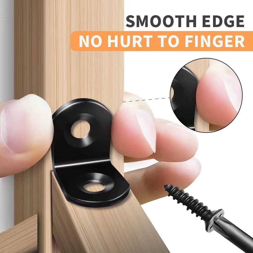 SEANSDA 40pcs L Bracket Corner Brace Sets Stainless Steel Corner Bracket 90 Degree Right Angle Bracket - Image 3