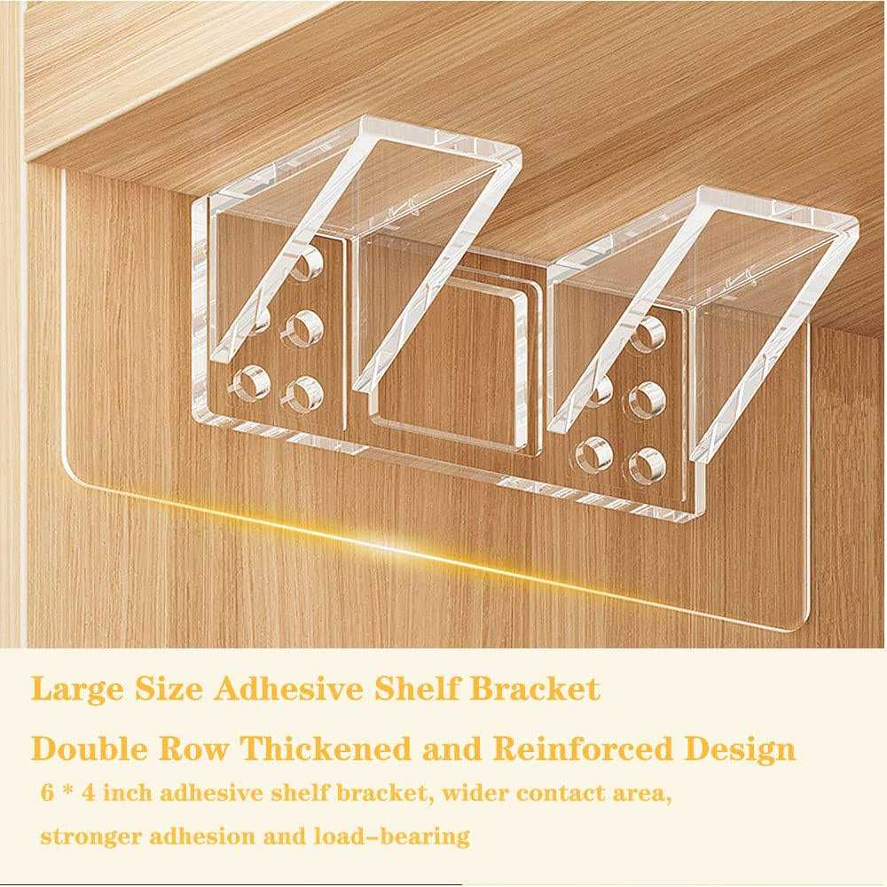 Large Size Adhesive Shelf Bracket, Double Row Thickened and Reinforced Design Shelf Support Pegs for Shelves Kitchen Cabinet Book Closet - Image 4