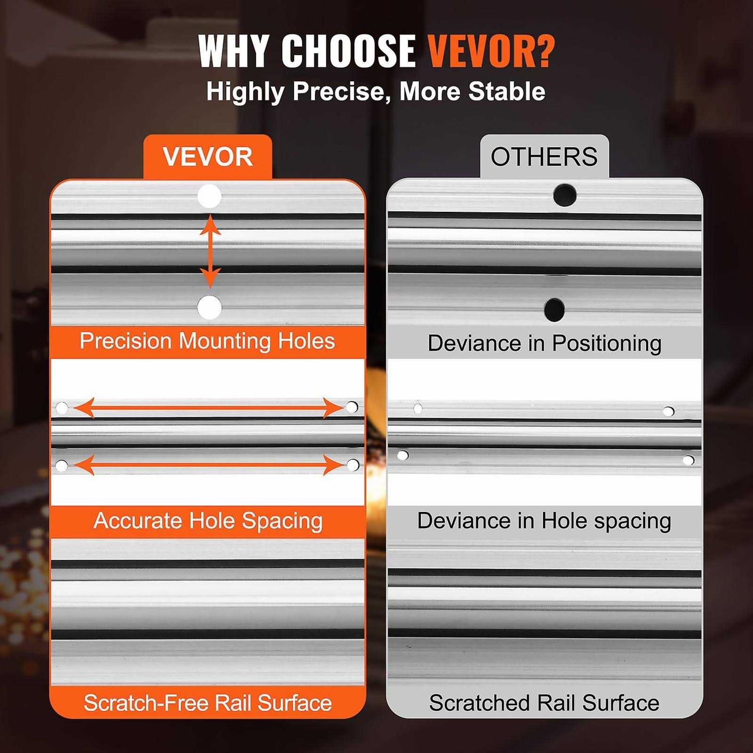 VEVOR Linear Guide Rail Set, SBR20 2 PCS SBR20 Guide Rails and 4 PCS SBR20UU Slide Blocks - Image 4