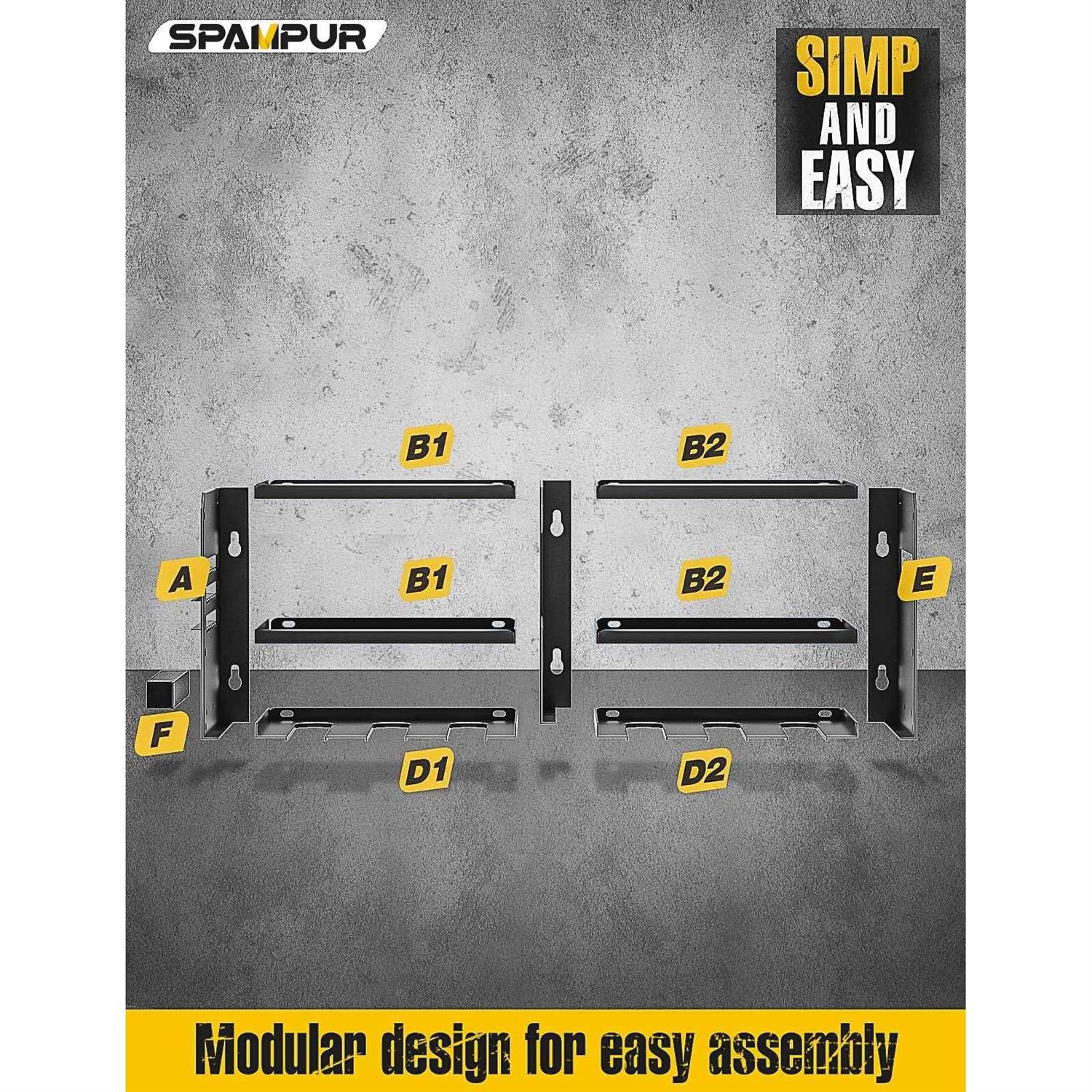 Spampur Power Tool Organizer Garage Organization with 6 Drill Holders Wall Mount - Image 3