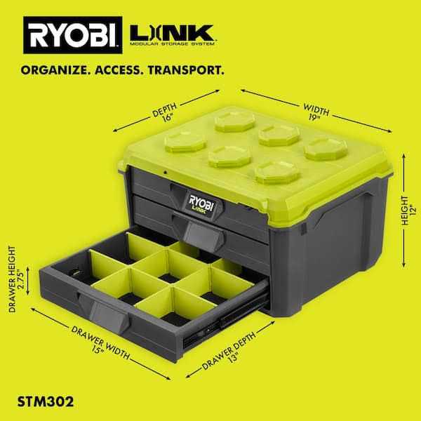 RYOBI LINK 3-Drawer Tool Box with Foam Insert - Image 3