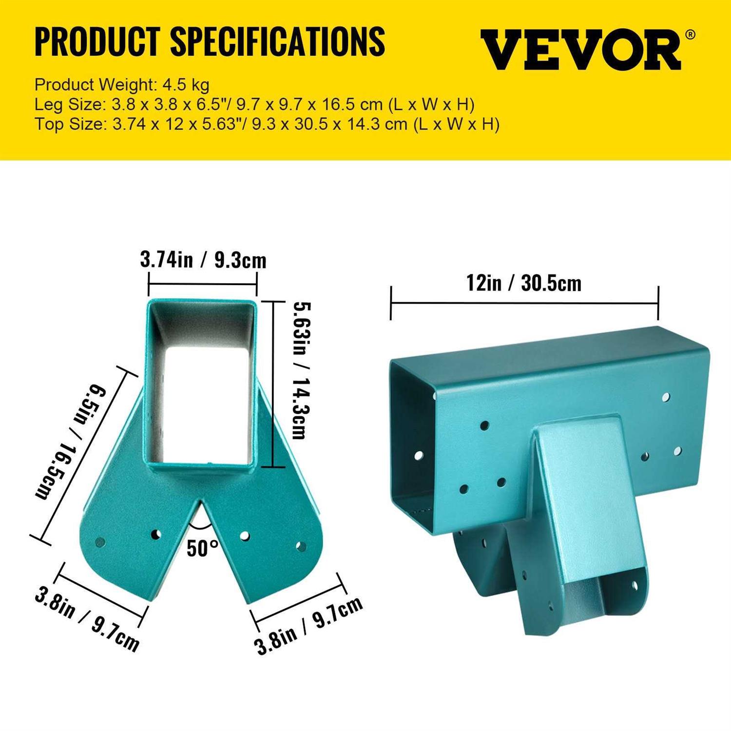 VEVOR Swing Set Bracket 12 Swing Bracket A-Frame Construction Swing Set Hardware Iron Material Green Bracket - Image 3