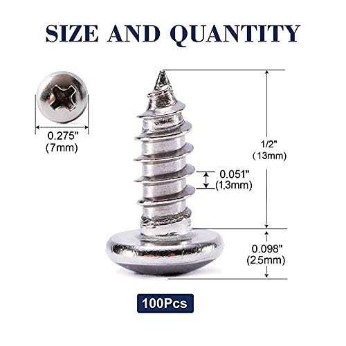 SG TZH Wood Screw 100pcs 18-8 Stainless Steel Screws Flat Head Phillips Fast Self Tapping Drywall Screws - Image 5