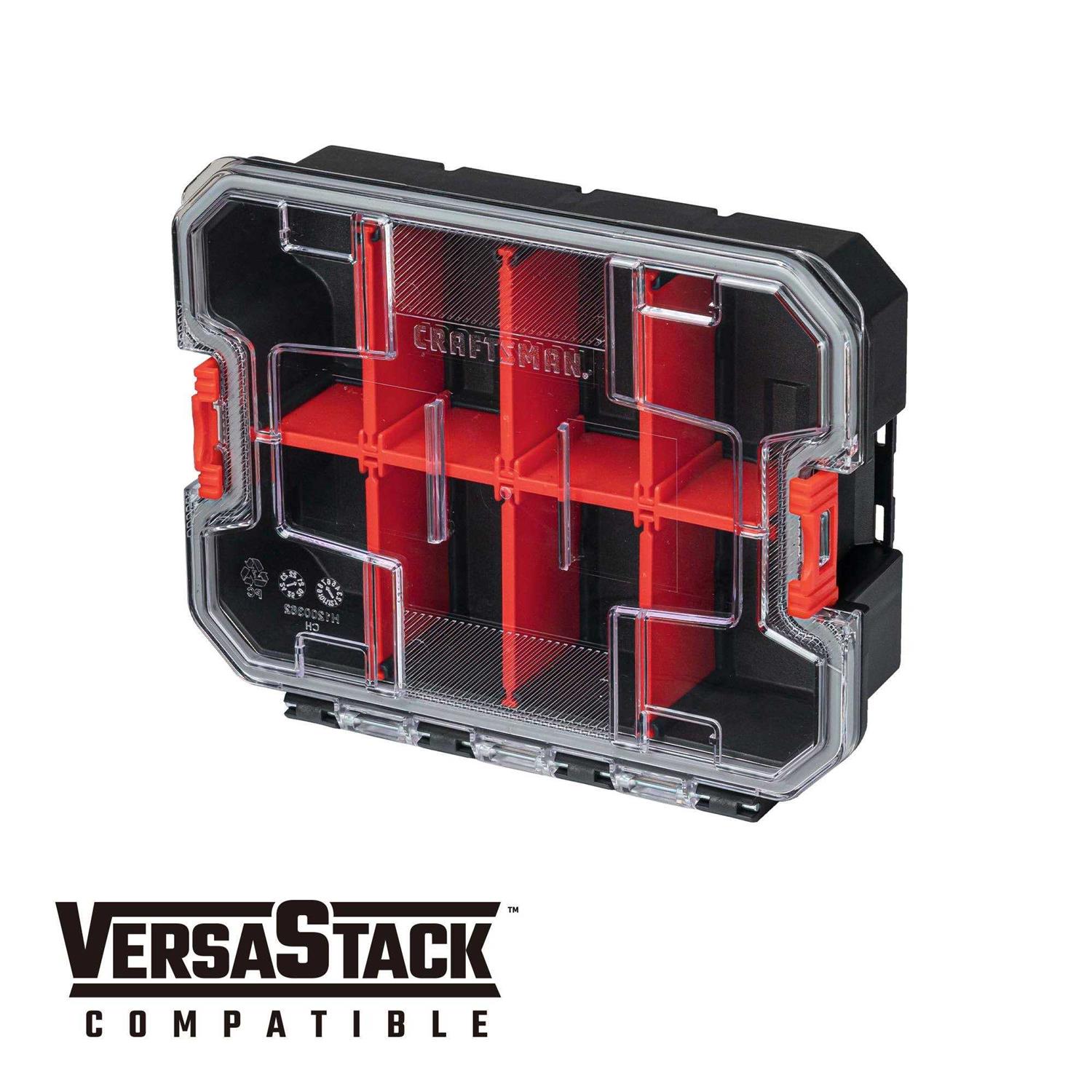 Craftsman VersaStack 7.5 in. W X 2.76 in. H Small Parts Bin Plastic 8 compartments Black/Red - Image 3