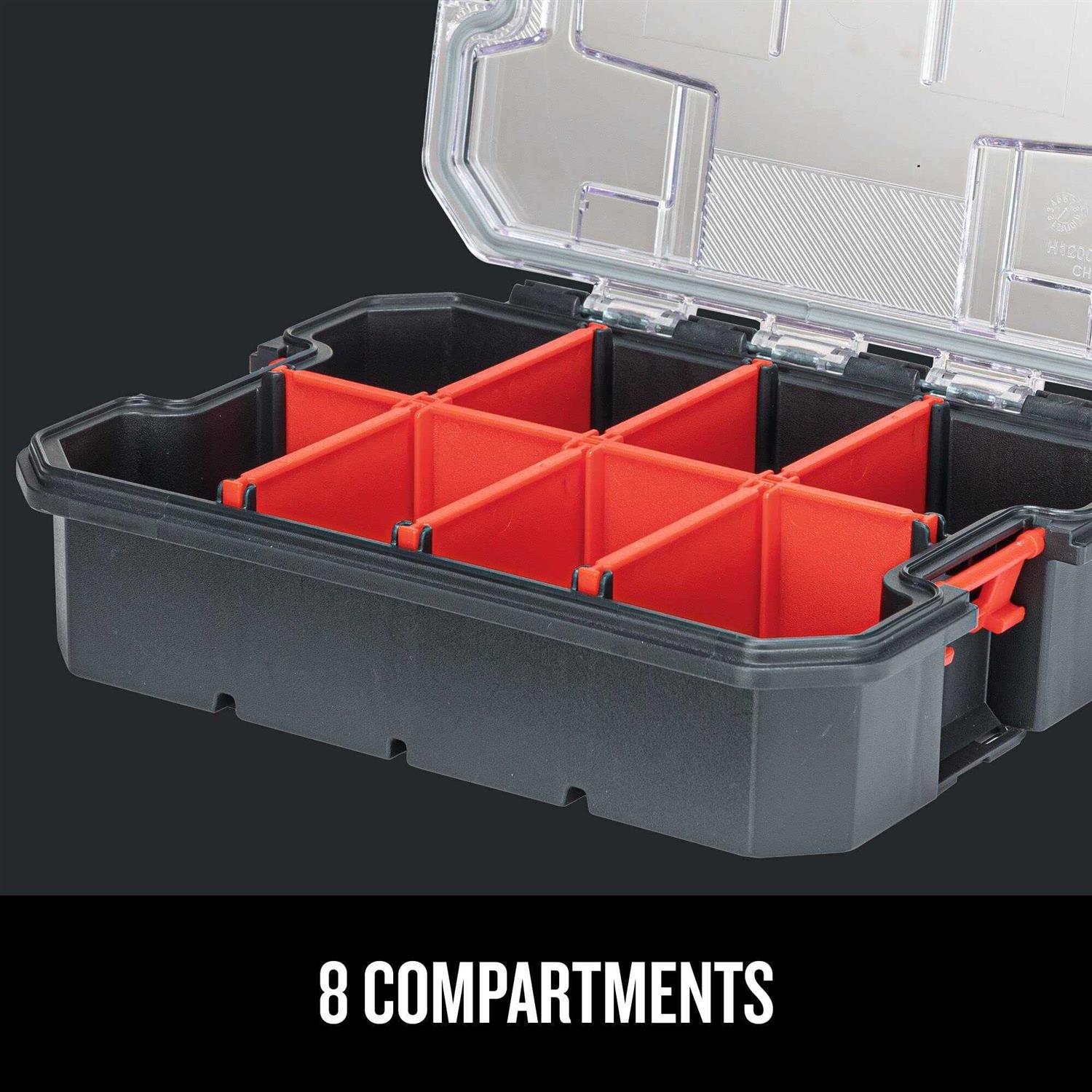 Craftsman VersaStack 7.5 in. W X 2.76 in. H Small Parts Bin Plastic 8 compartments Black/Red - Image 4