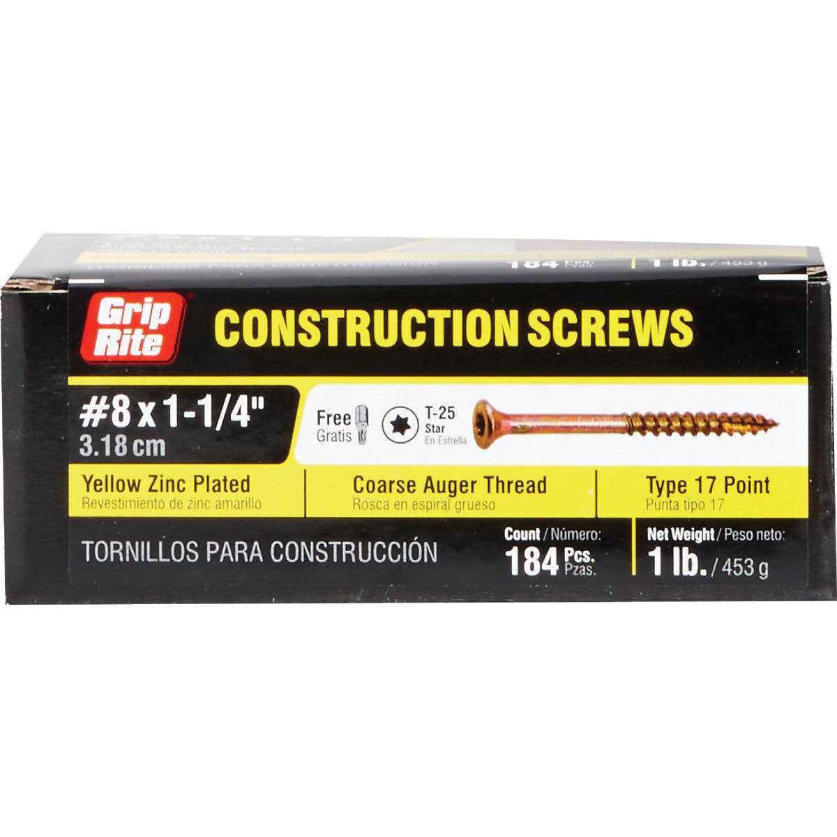 Grip-Rite Gold Construction Wood Screws #8 x 1-1/4 114GCS1 - Image 5