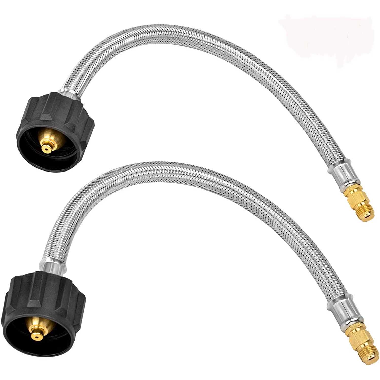 Empava 12 in. x 1/4 in. 2-Pieces NPT Stainless Braided Pigtail RV Propane Hose for Camper - Image 3