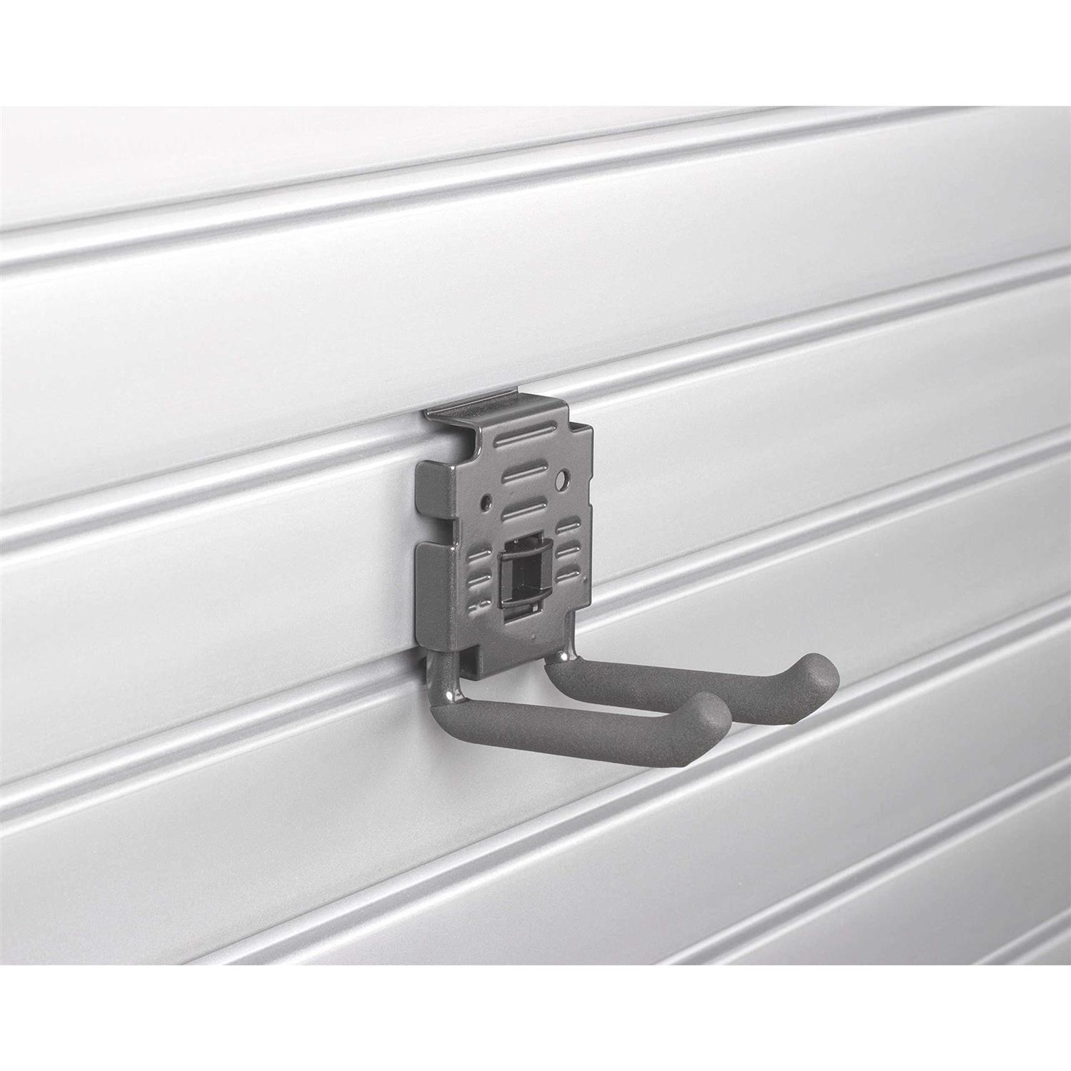 HandiWall Double Hook with Locking Bracket for Tool Storage on Garage Slatwall Panels
