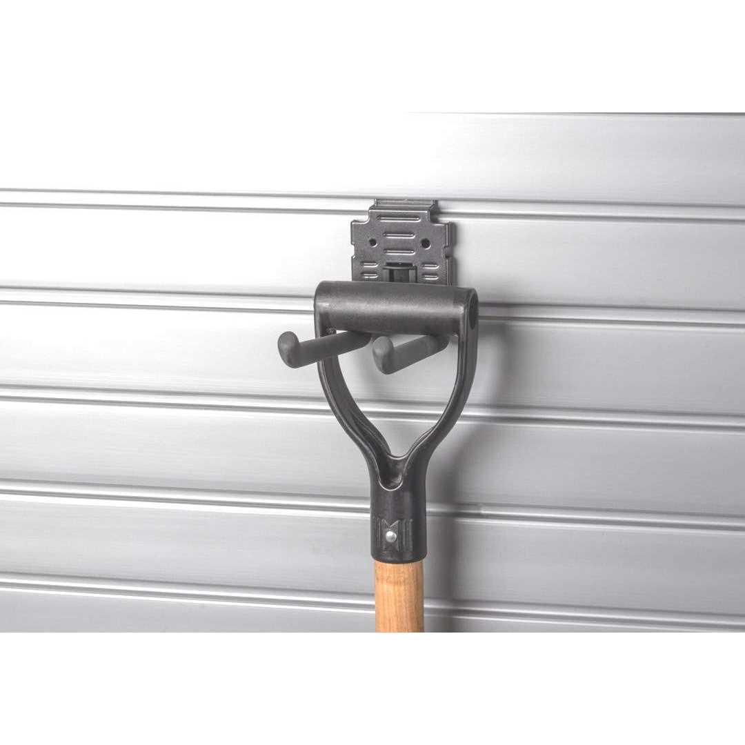 HandiWall Double Hook with Locking Bracket for Tool Storage on Garage Slatwall Panels - Image 2
