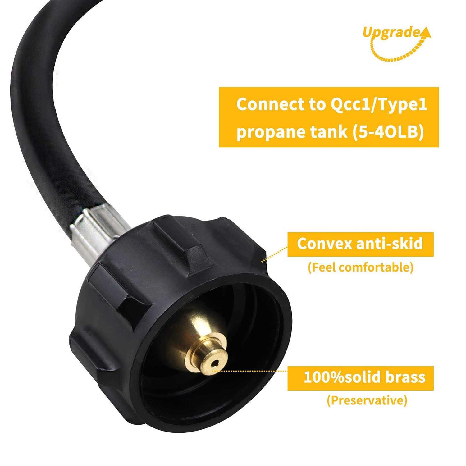 Azdele New Updated Propane Refill Adapter Hose 36'' Propane Extension Hose with ON-Off Control Valve for 1 lb Propane Gas Tank 350PSI High Pressure - Image 5