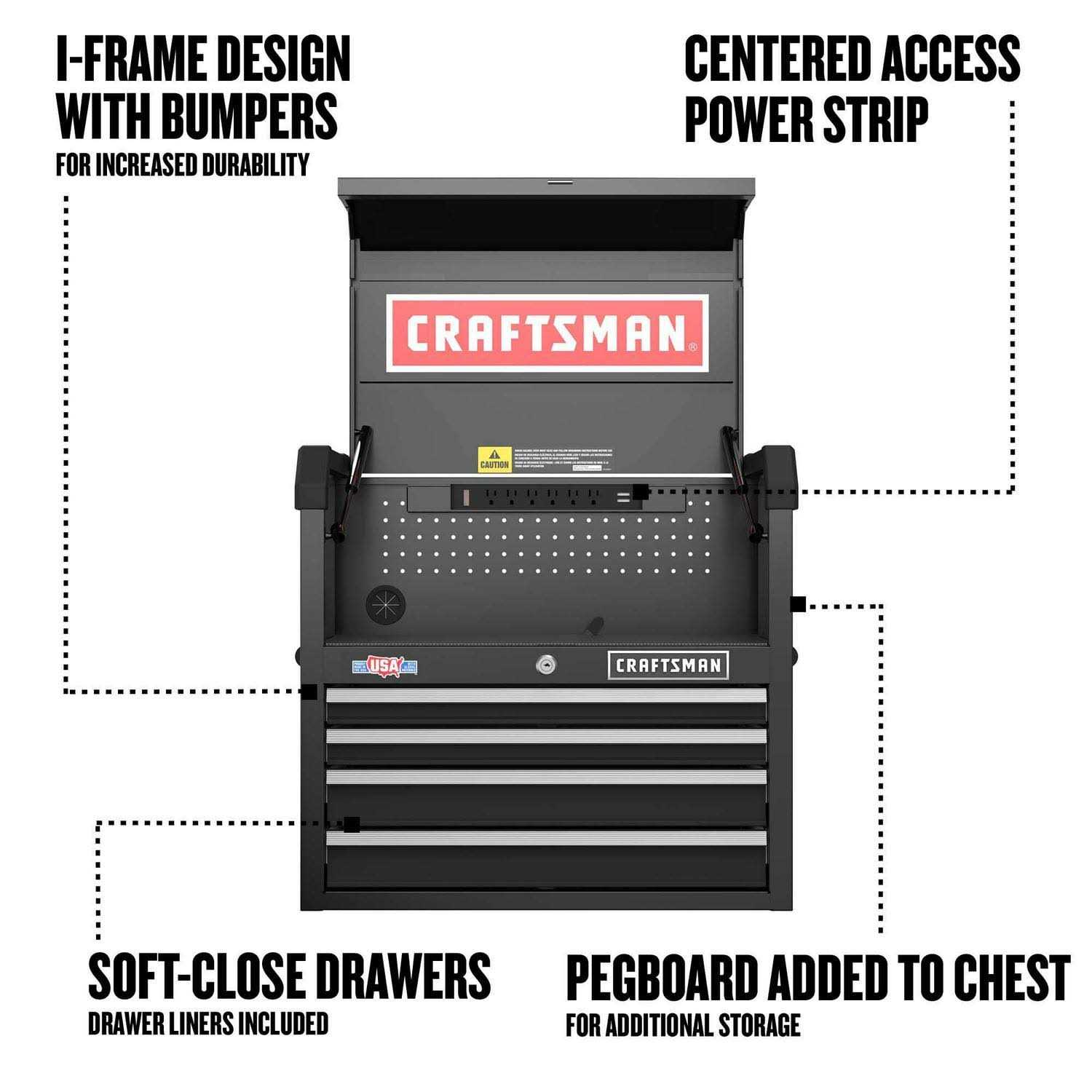 Craftsman 2000 Series 26-in W x 24.7-in H 4-Drawer Steel Tool Chest CMST98267BK - Image 4