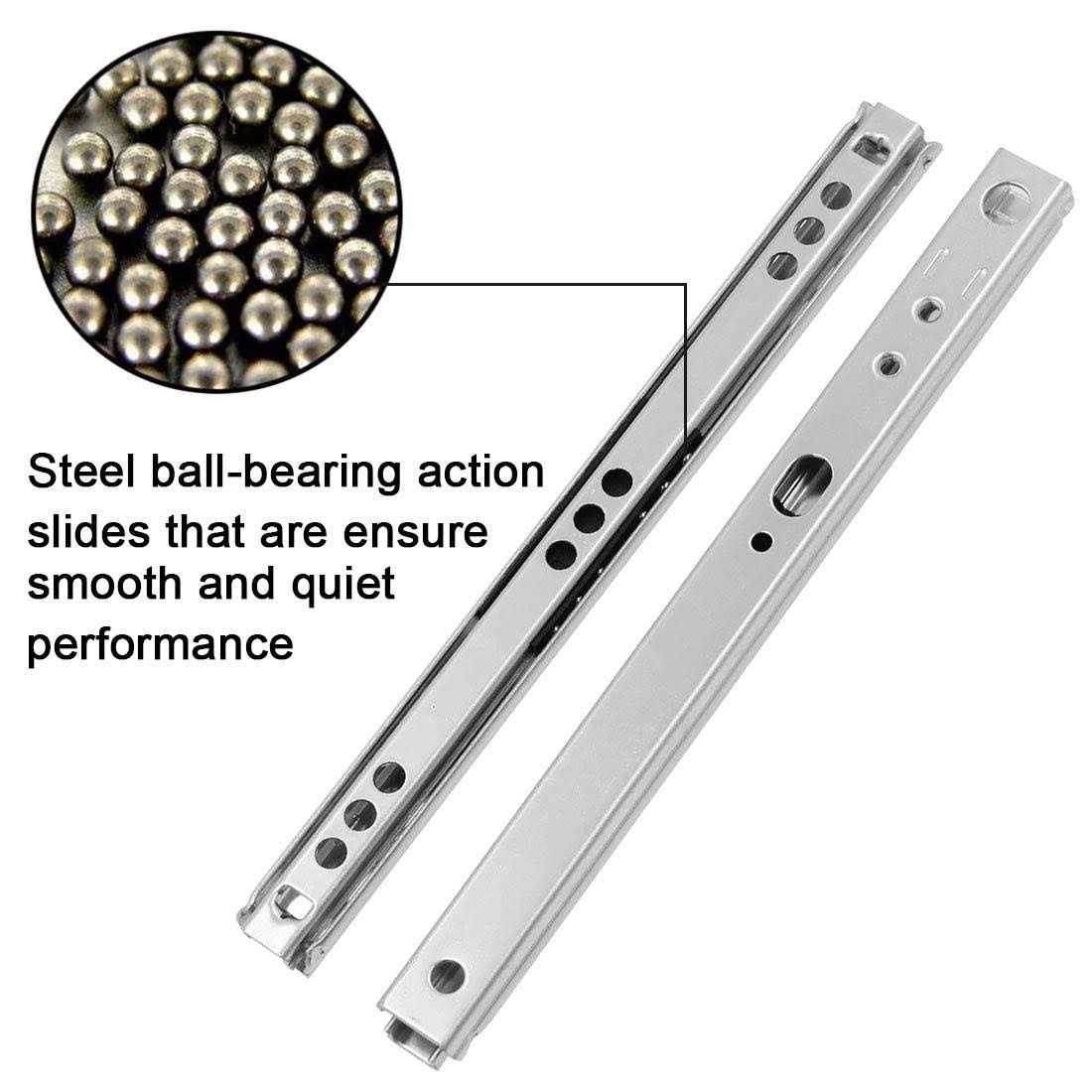 Yoohey Metal Drawer Slides Ball Bearing Two Way Slide Track Rail 0.7 inch Wide 1 Pair - Image 4
