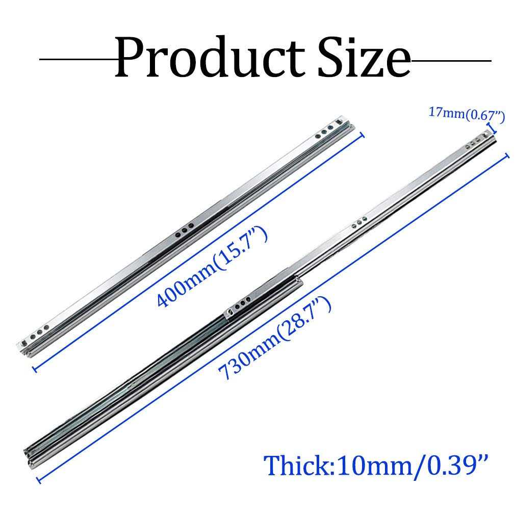 Yoohey Metal Drawer Slides Ball Bearing Two Way Slide Track Rail 0.7 inch Wide 1 Pair - Image 3