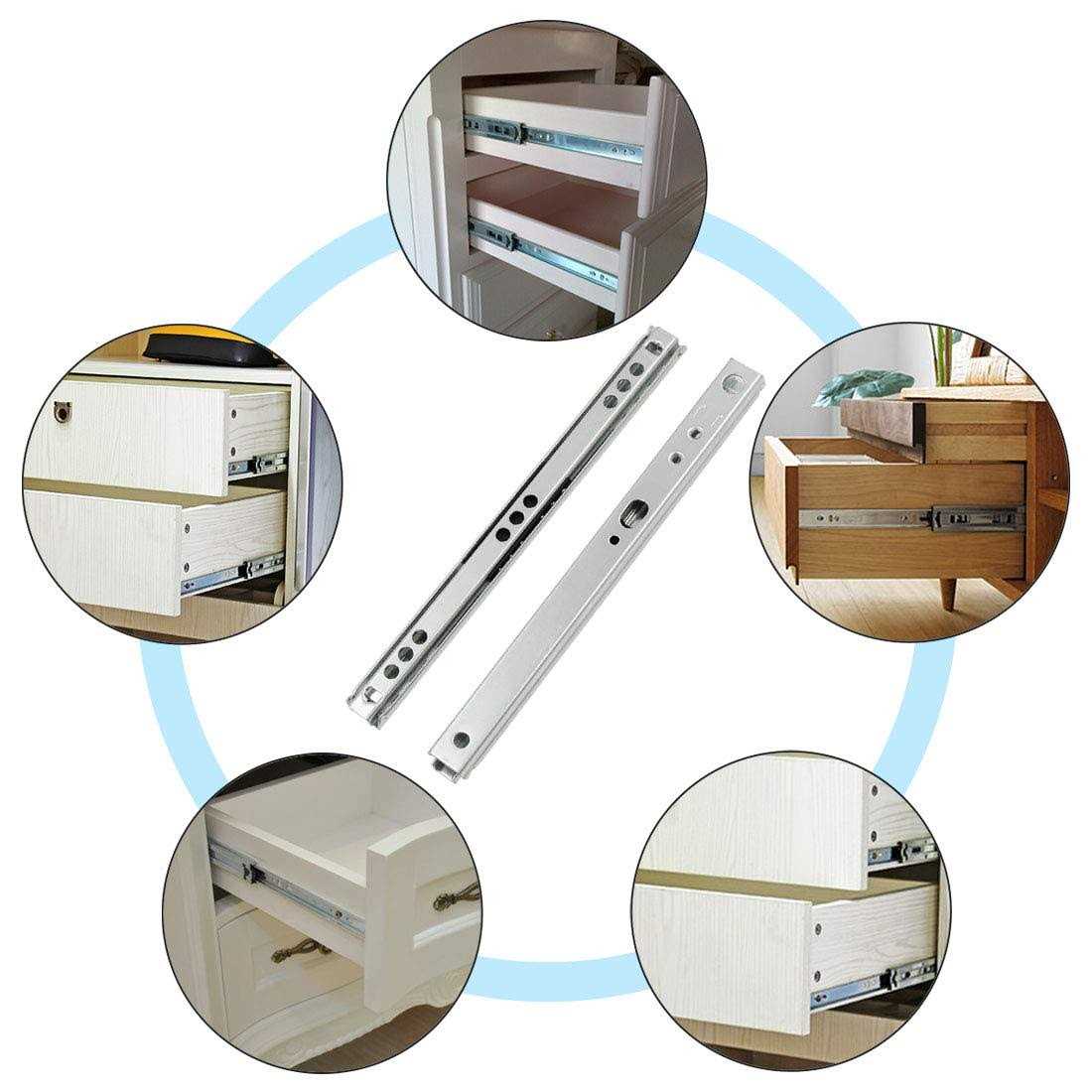 Yoohey Metal Drawer Slides Ball Bearing Two Way Slide Track Rail 0.7 inch Wide 1 Pair - Image 5