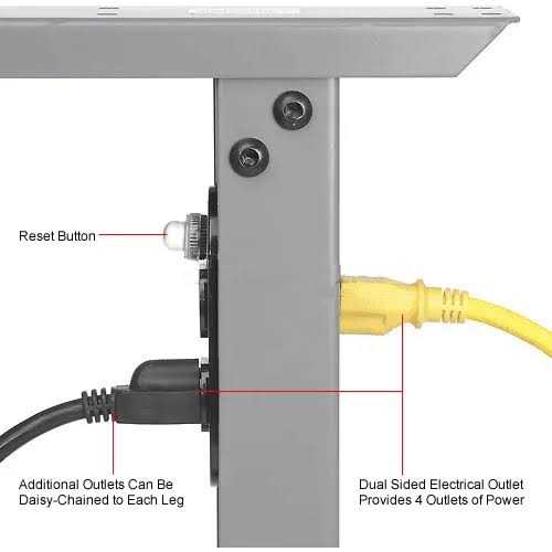 Global Industrial 36 Adjustable Height Workbench C-Channel Leg - Image 3