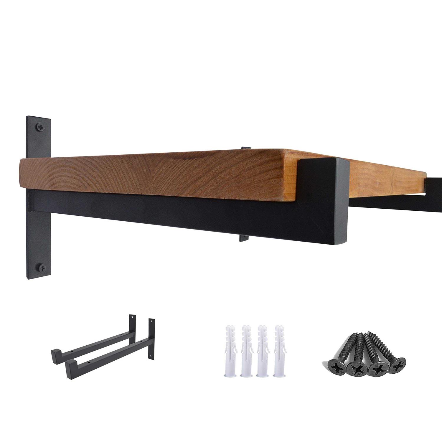 Ovov 2 Pcs Steel Heavy Duty Shelf Brackets Wall Mounted Industrial Metal Shelf Supports Matte